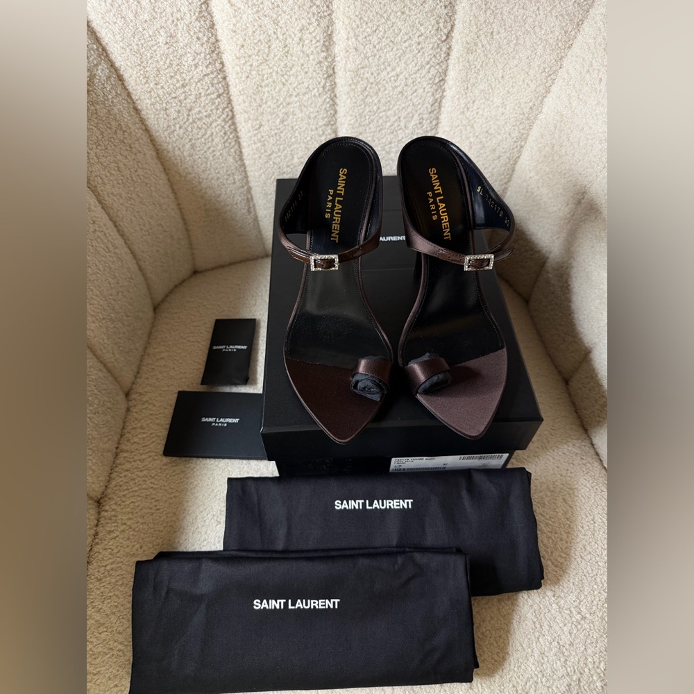 SAINT LAURENT Dive 110 Satin Mules – Size 37 – Brand New, Full Set - Picture 2 of 16